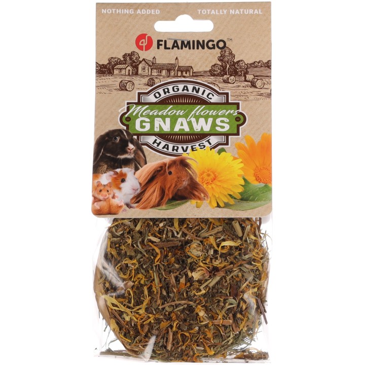 Donut de foin aux fleurs de souci et pissenlit